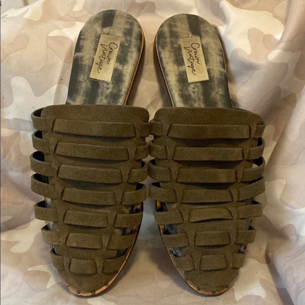 Crown Vintage Olive Strappy Mules